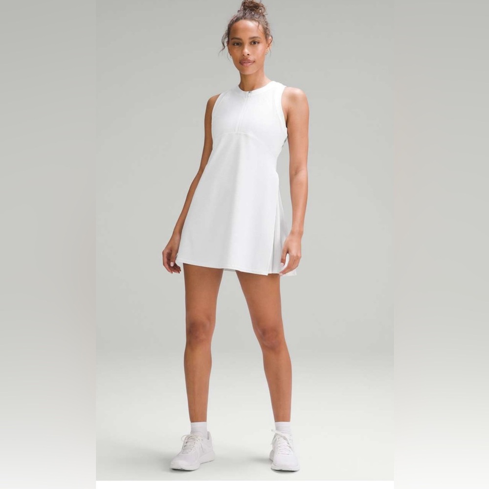 Lululemon grid-texture sleeveless tennis dress white